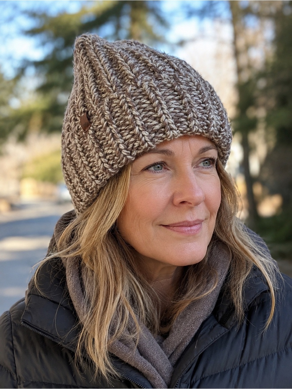 Roots Canada Chunky Knit Toque – Brown & Cream – One Size